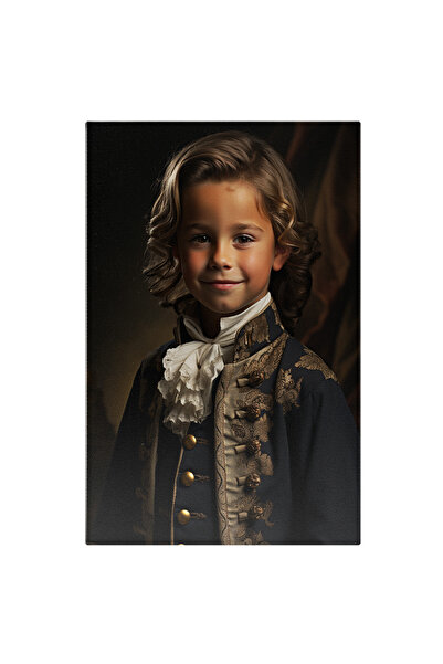 StoryGift Romania Tablou Canvas: Portret Cavaler Baiat Tanar Cu Par Lung Ondulat Ca Din Basme Tinuta Interbelica