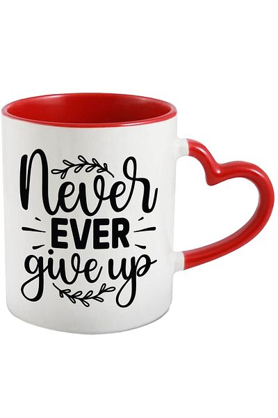 StoryGift Romania Mug with the text in English "Never ever give up" - never give up with Handle I, With,STG.