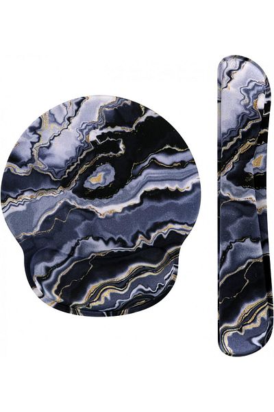 Haocoo mousepad and wrist rest set, memory foam/PU rubber, gray/black/gold