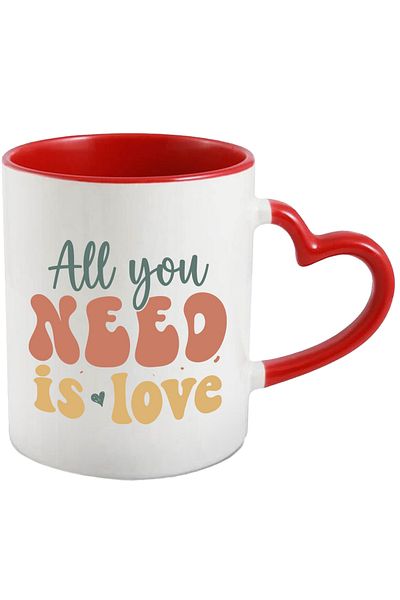 StoryGift Romania Heart Mug for those who only need love with Red Heart Handle, With ,STG