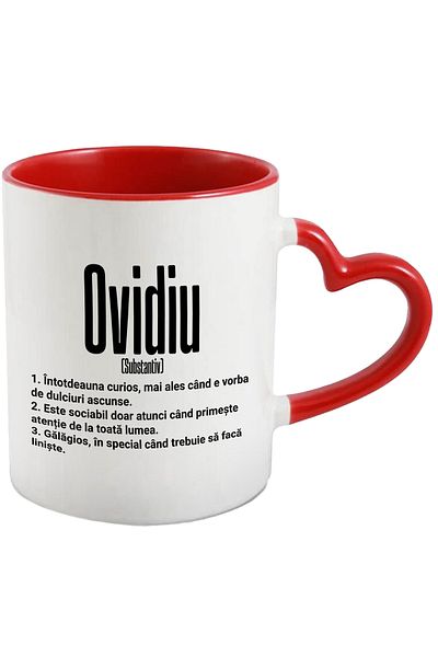 StoryGift Romania Mug With The Name Ovidiu, With Funny Message, Curious, Sociable, Noisy, 330ml, Wax, With,STG.
