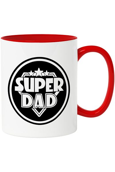 StoryGift Romania Mug with Funny Text SuperDad, Superhero Dad, Superhero Emblem with Star, A, With, STG.