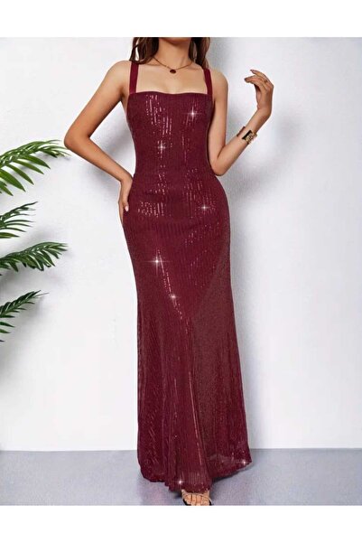 MODAS Sırt dekolteli pulpayet abiye elbise