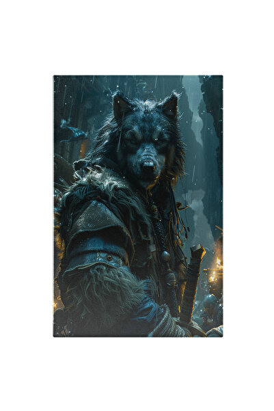 StoryGift Romania Tablou Canvas: Lup Personificat În Armură, Luptător Cu Sabi...