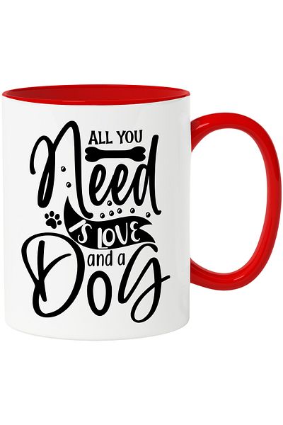 StoryGift Romania Mug with the text in English "All you need is love and a dog" - animal can, With ,STG.