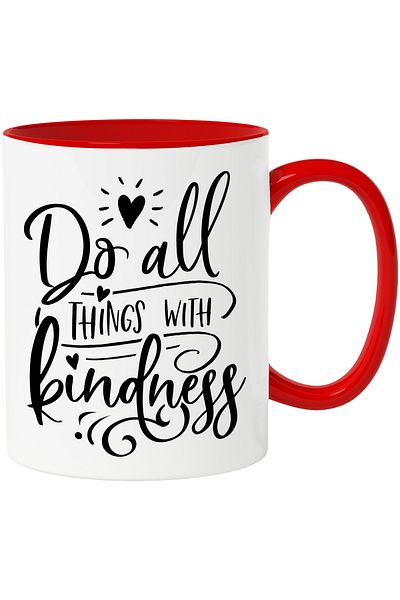 StoryGift Romania Mug with hearts and the text "Do all things with kindness" - do all things with kindness, STG.