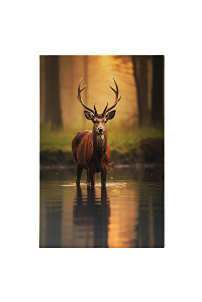 StoryGift Romania Tablou Canvas: Fotografie Cu Un Cerb Intr-un Loc - Padure Natura Pictura Digitala