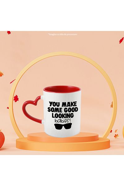 StoryGift Romania Mug with sunglasses and the message "You make some good looking babies" - "faci, Cu ,STG