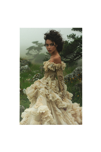 StoryGift Romania Tablou Canvas: Femeie In Rochie Medievala Cu Parul Prins Co...