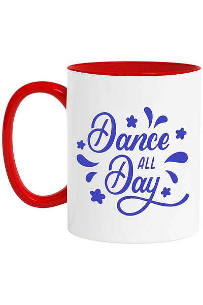 StoryGift Romania Mug with a message in English that encourages you to dance all day with Maner Rosu, Cu Man, STG.