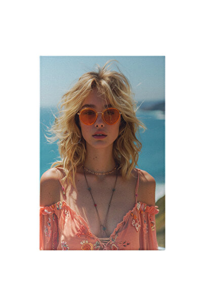 StoryGift Romania Tablou Canvas Fată Hippie Blondă Cu Părul În Briza Mării - ...