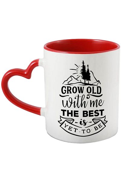 StoryGift Romania Mug with mountains and fir trees with the message in English "Grow old with me, the best is yet, With,STG