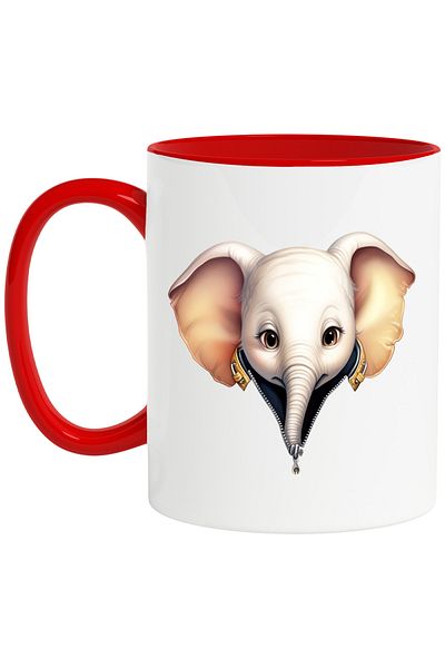 StoryGift Romania Mug with a shy elephant | illustration | zipper | surprised | wild animal | j, Cu ,STG .
