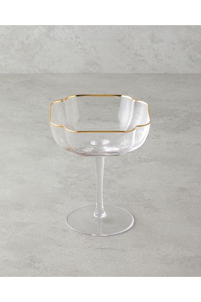 English Home Reina Glass Handmade 2-Piece Cup 290 ml Transparent-Gold