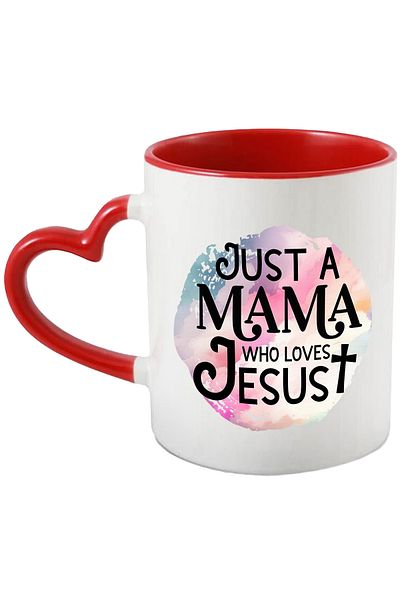 StoryGift Romania Mug with the message "Just a mama who loves Jesus", religion, illustration, faith, do, With, STG.