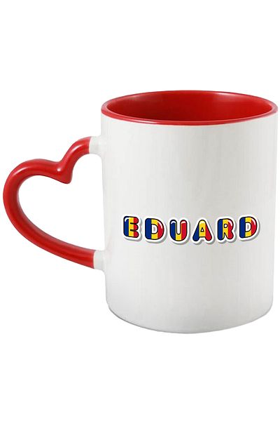StoryGift Romania Mug With Name Eduard, Romania, Supporter, Romanian Flag, Patriot, 330ml, Wax, With,STG.