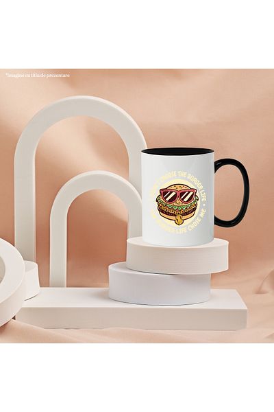 StoryGift Romania Cana Cu Mesaj I Didn't Choose The Burger Life, Fast Food, Multicolor 330 ml, Cer, Cu ,STG
