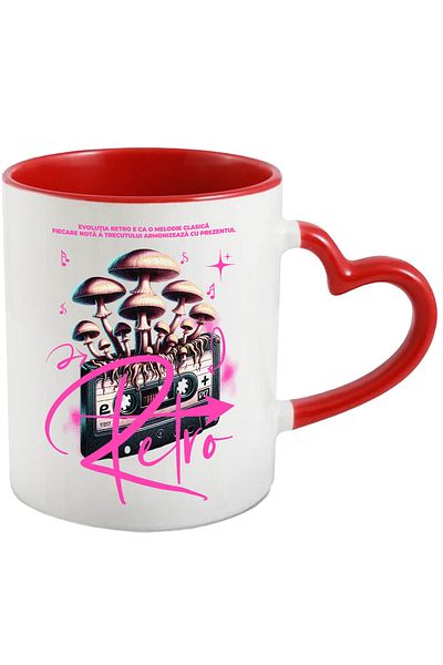 StoryGift Romania Retro Evolution Mug Audio Cassette Mushrooms Vintige, 330ml, Ceramic With Handle Ini, With, stg