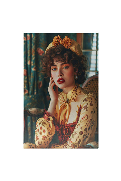 StoryGift Romania Tablou Canvas Bonetă Cu Trandafiri Pe Model Îmbrăcat În Roc...