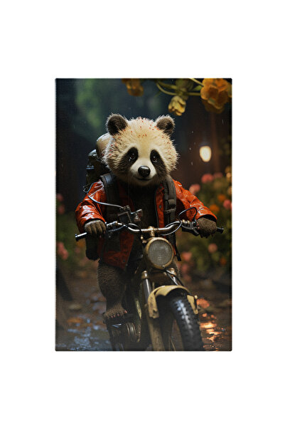 StoryGift Romania Tablou Canvas: Fuga Spre Libertate Urs Panda În Pădurea Tropicală Drum De Flori Și Apă Pictura