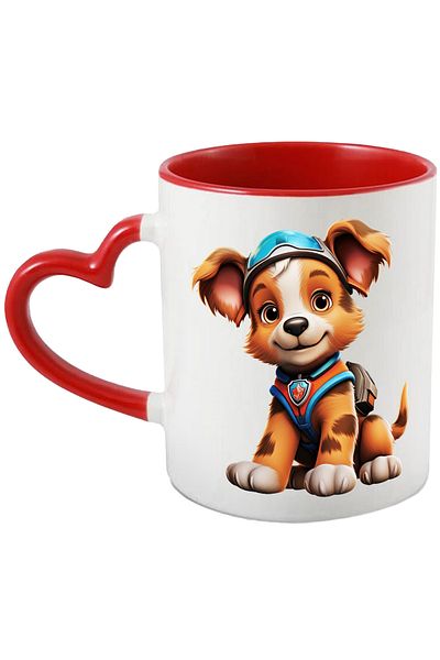 StoryGift Romania Mug with a cheerful puppy, illustration, playful, costumed, equipped, special missions,, With ,STG.