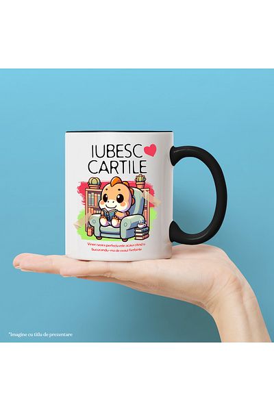 StoryGift Romania Mug Dinosaur on armchair reading text I'm reading books, 330ml, Ceramic with Black Handle, With, STG