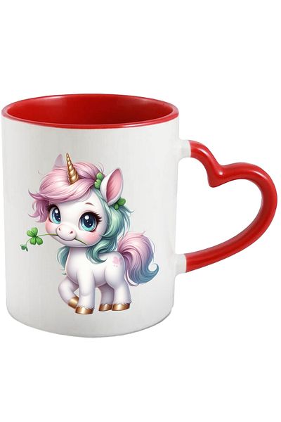 StoryGift Romania Mug With A Cheerful Unicorn | Illustration | Blushing | Good Luck | Four Leaf Clover, With ,stg