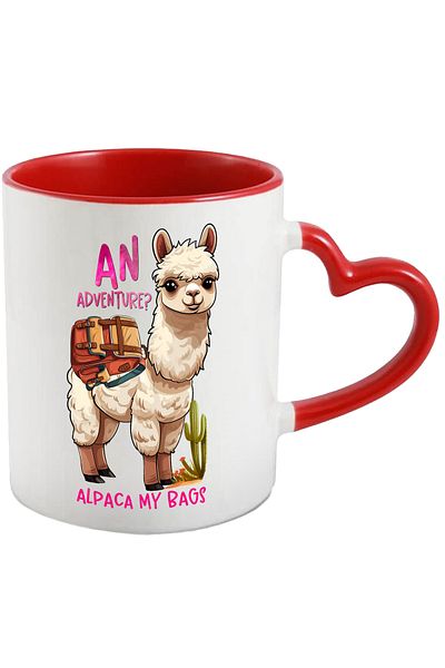 StoryGift Romania Alpaca mug with backpack with the message "An Adventure? Alpaca my bags", travel,, With ,STG .