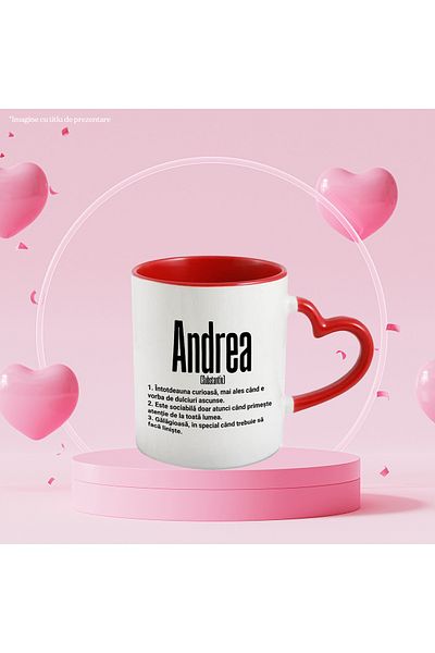StoryGift Romania Mug With Name Andrea, and Funny Message, Curious, Sociable, Noisy, 330ml,, With,STG.