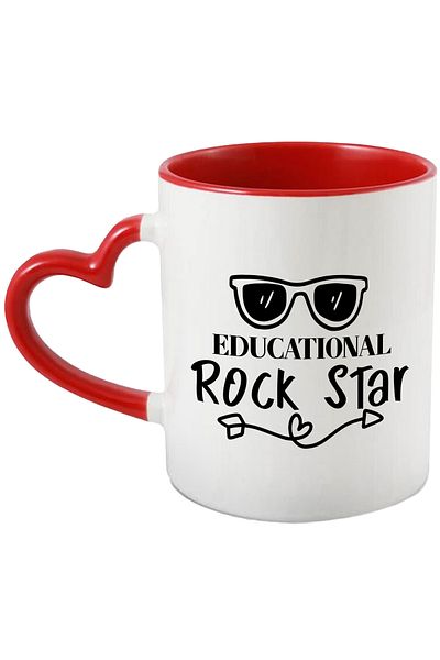 StoryGift Romania Mug for a teacher who resembles a rock star with Heart Handle R, Cu, STG.