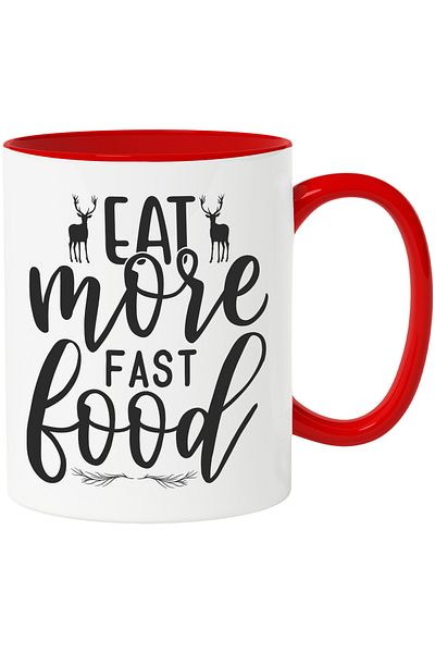 StoryGift Romania Mug with 2 deer and the text "Eat more fast food" - eat more food made by, STG.