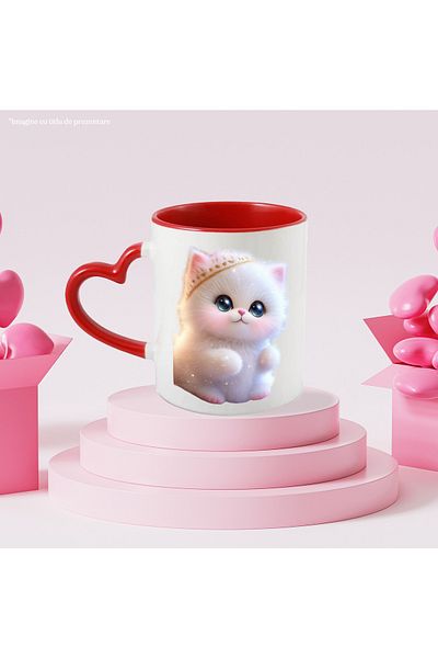 StoryGift Romania Mug With Big Eyes Cat and Crown, Fluffy, Soft, Animals, Ceramic, 330ml, , With ,STG
