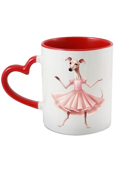 StoryGift Romania Mug with Whippet in dress, dog, pet, illustration, dancing, dishes, With ,STG.
