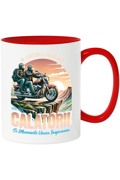StoryGift Romania Cana Calatorii Pe Motocicleta - In Cautarea Aventurii, 330ml, Ceramic Cu Maner R, Cu ,stg