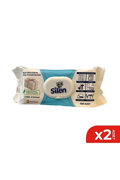 Silen 2 Lİ Yüzey Temizlik Mendili Beyaz Sabun Kokulu 100 lü