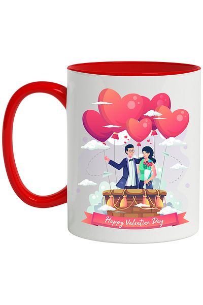 StoryGift Romania Mug With Message In English Happy Valentine's Day, Valentine's Day, Balloons, Hearts, With, STG.