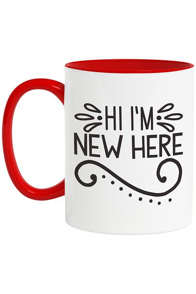 StoryGift Romania Mug for a "newborn" baby - text in English with Red Handle, With Red Handle STG,STG.