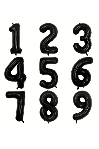 party mix Siyah Mat Rakam Folyo Balon 70 cm – Parti & Doğum Günü Süsleme - Ra...
