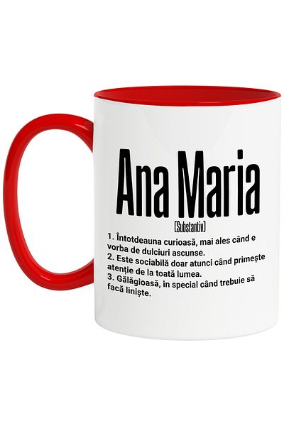 StoryGift Romania Mug With the Name Ana Maria, and Funny Message, Curious, Sociable, Noisy, 330, With,STG.