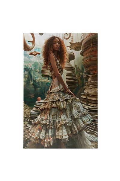 StoryGift Romania Tablou Canvas: Rochie Popmpoasă Și Elegantă Pe O Femeie Creață - Armonia Eleganței Abstracte P