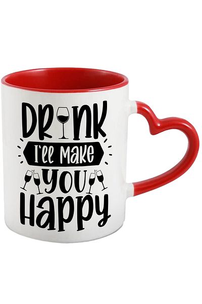 StoryGift Romania Mug for hard drinkers with a message in English with a Red Heart Handle, with STG.