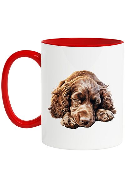 StoryGift Romania Mug with a brown puppy sleeping soundly | illustration | sleep | in the world of dreams | e, Cu ,STG .