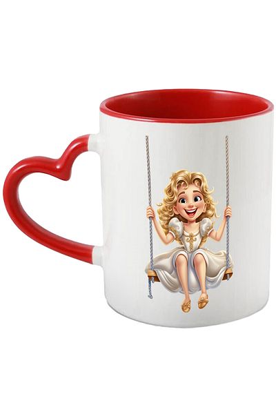 StoryGift Romania Mug with a cute girl swinging | princess dress | illustration | , With ,STG .