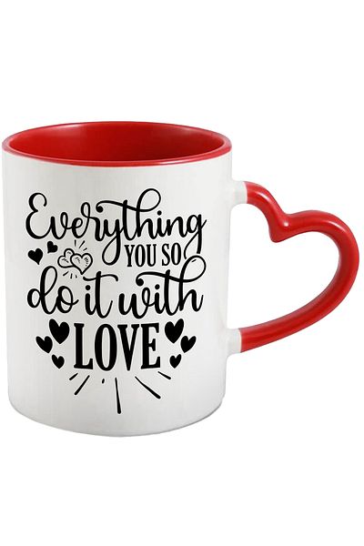 StoryGift Romania Mug with hearts and a message that urges you to do everything with love - passion with, With, STG