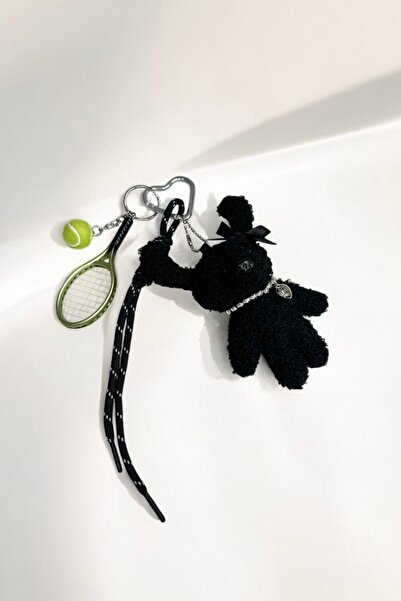 Elifsu Jewelry Γούρι τσάντας Teddy Tenniste με Μαύρο Κουνέλι