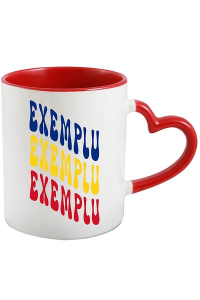 StoryGift Romania The Word Example Mug, in the Colors of the Romanian Flag, Red, Yellow, Blue, T, Cu, STG.