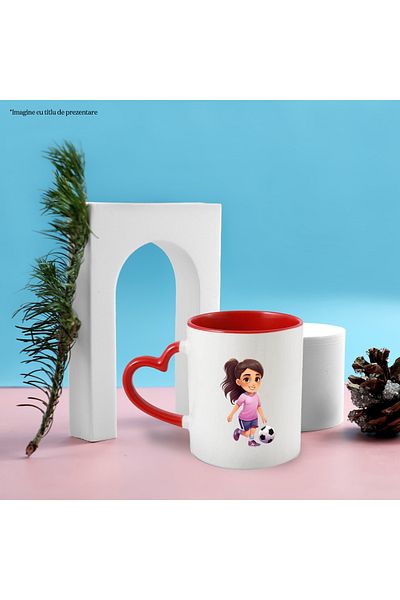StoryGift Romania Mug with a girl playing football | ball | sport | sporty | performance | m, With ,STG .