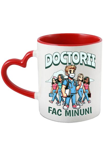 StoryGift Romania Mug Young People in Medical Costumes Text Doctors Work Miracles, 330ml, Ceramic with Hand, With,STG.