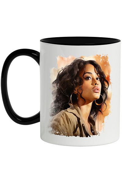 StoryGift Romania Mug With Aaliyah, Music, R&B, Singer, Celebrity, Earrings, Multicolor 330 ml, With ,STG.