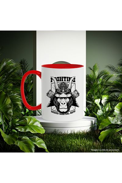 StoryGift Romania Mug With English Message Fighting Mixed Martial Arts, Monkey, Black and White 330 ml,, With ,STG